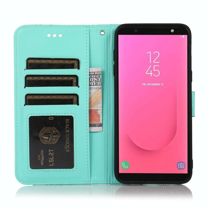 For Samsung Galaxy J8 Skin Feel Embossed Sunflower Horizontal Flip Leather Case with Holder & Car...