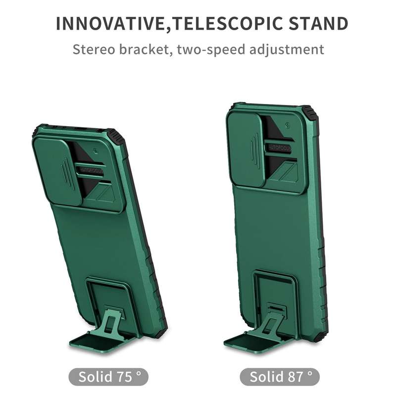 For Xiaomi Redmi Note 10 Pro 4G Stereoscopic Holder Sliding Camshield Phone Case(Green)