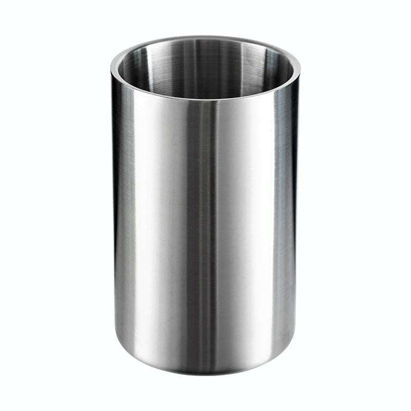 Large Capacity Thickened Stainless Steel Round Ice Bucket Bar Double-Layer Champagne Beer Barrel(...