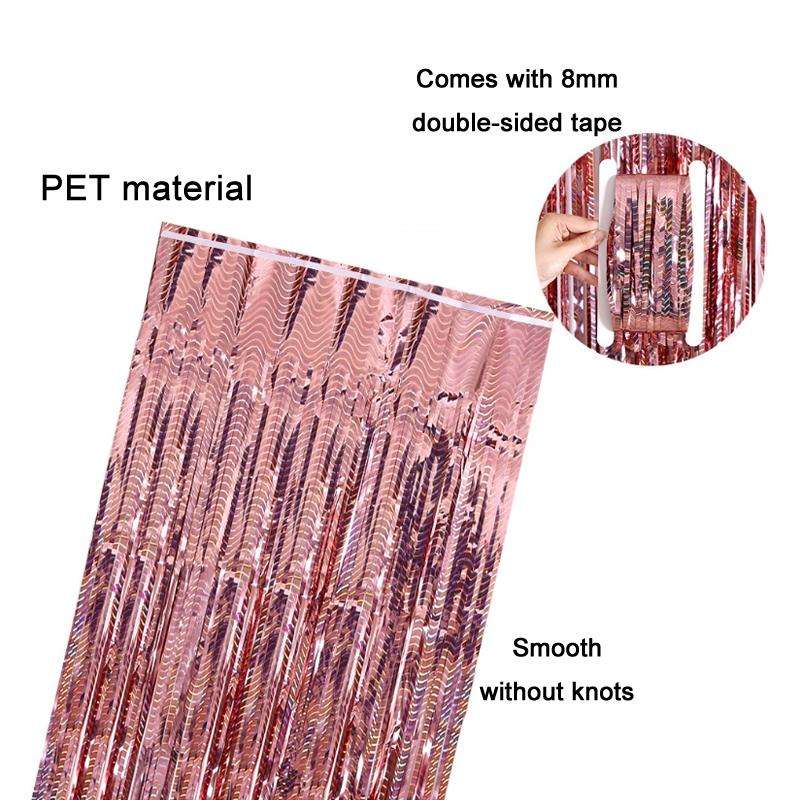 2 PCS Laser Rain Curtain Birthday Party Background Wall Decoration, Color: 1M Rose Gold