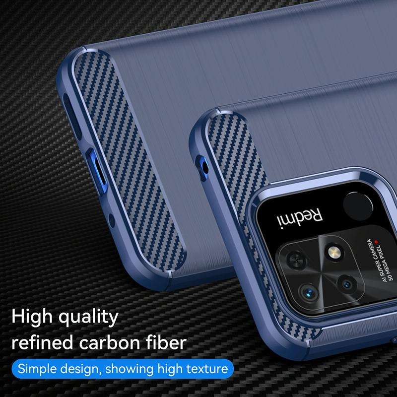 For Xiaomi Redmi 10C Brushed Texture Carbon Fiber TPU Case(Navy Blue)