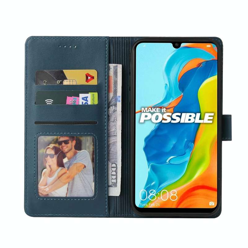 For Huawei P30 Lite GQUTROBE Skin Feel Magnetic Leather Phone Case(Blue)