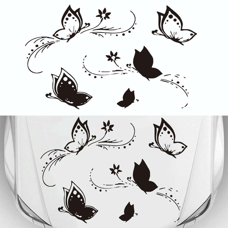 D-907 Butterflies Pattern Car Modified Decorative Sticker(Black)