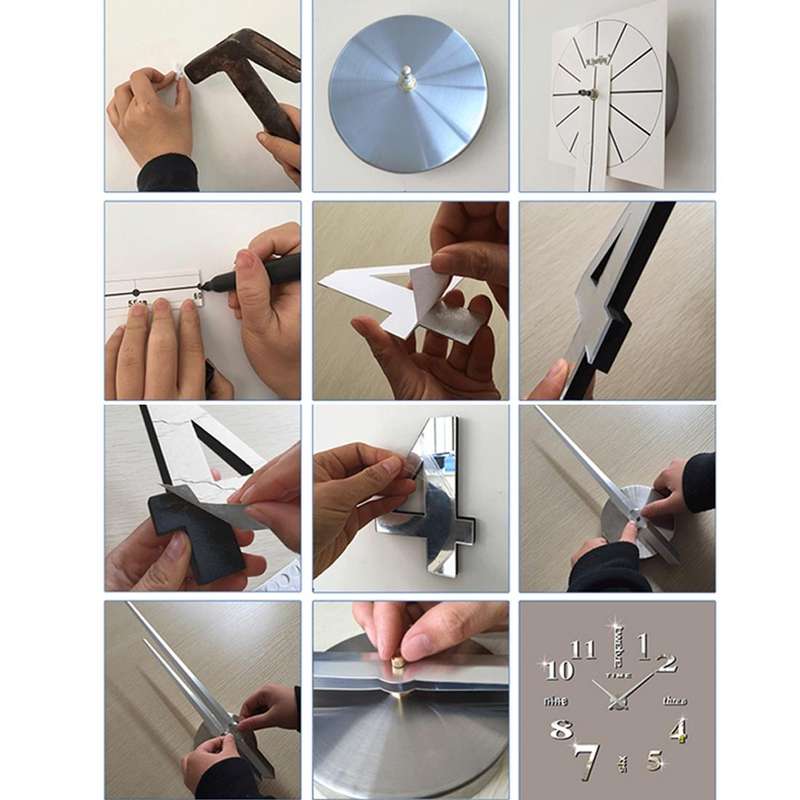 Bedroom Home Decoration Watch Frameless 3D Mirror Large DIY Wall Sticker Mute Clock, Size: 100*10...