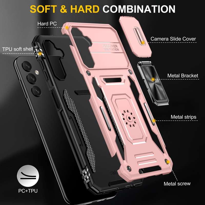 For Samsung Galaxy A05s Armor PC + TPU Camera Shield Phone Case(Rose Gold)