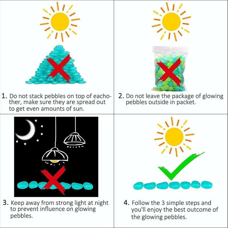 100 PCS Glow in The Dark Garden Pebbles for Walkways & Decoration and Plants Luminous Stones(Ligh...