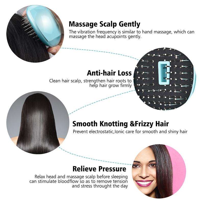 Portable Electric Hair Ionic Brush Hair Straightener Brush Negative Ion Comb Anti-static Massage ...