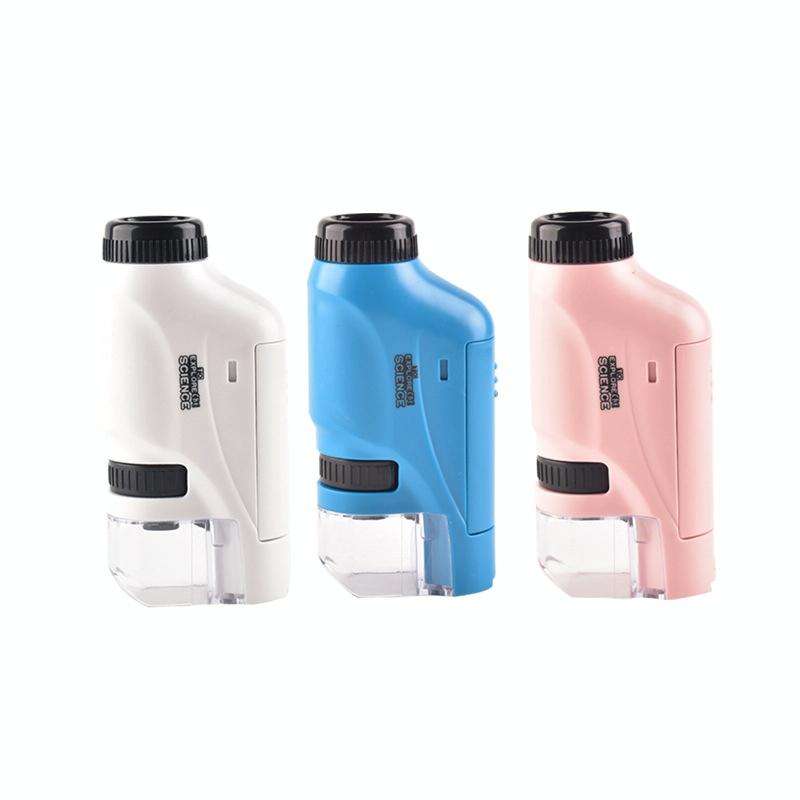 Children Handheld Portable Laboratory Equipment Microscope Toys, Colour: Lite + Specimen (Pink)