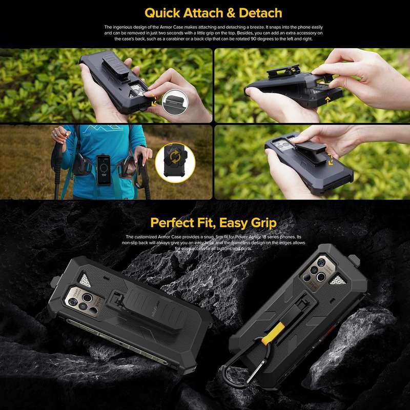 For Ulefone Power Armor 18 Ultra / 18T / 18T Ultra Ulefone Back Clip Phone Case with Carabiner (B...