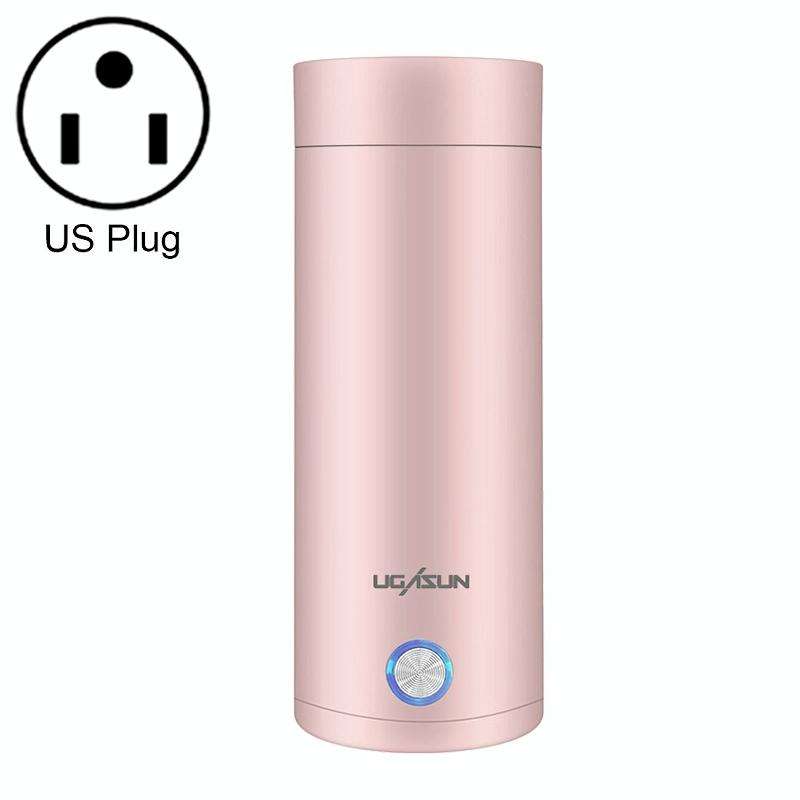 UGASUN Travel Portable Mini Electric Heated Water Cup, Color: US Plug (Pink)