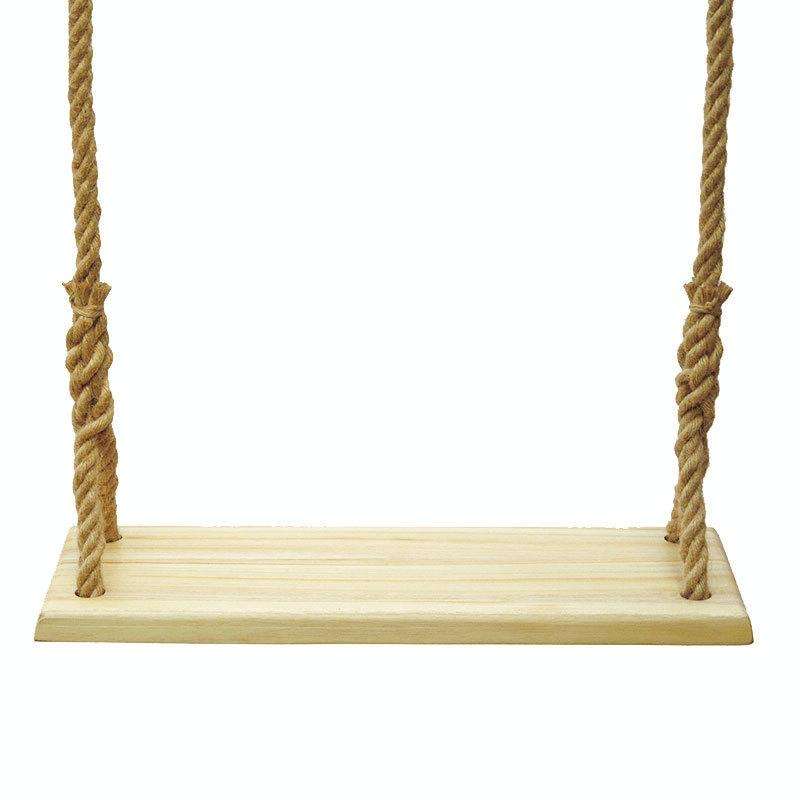 Outdoor Swing Indoor Balcony Children Adult Solid Wood Swing, Style:Hemp Rope(50x13 cm)