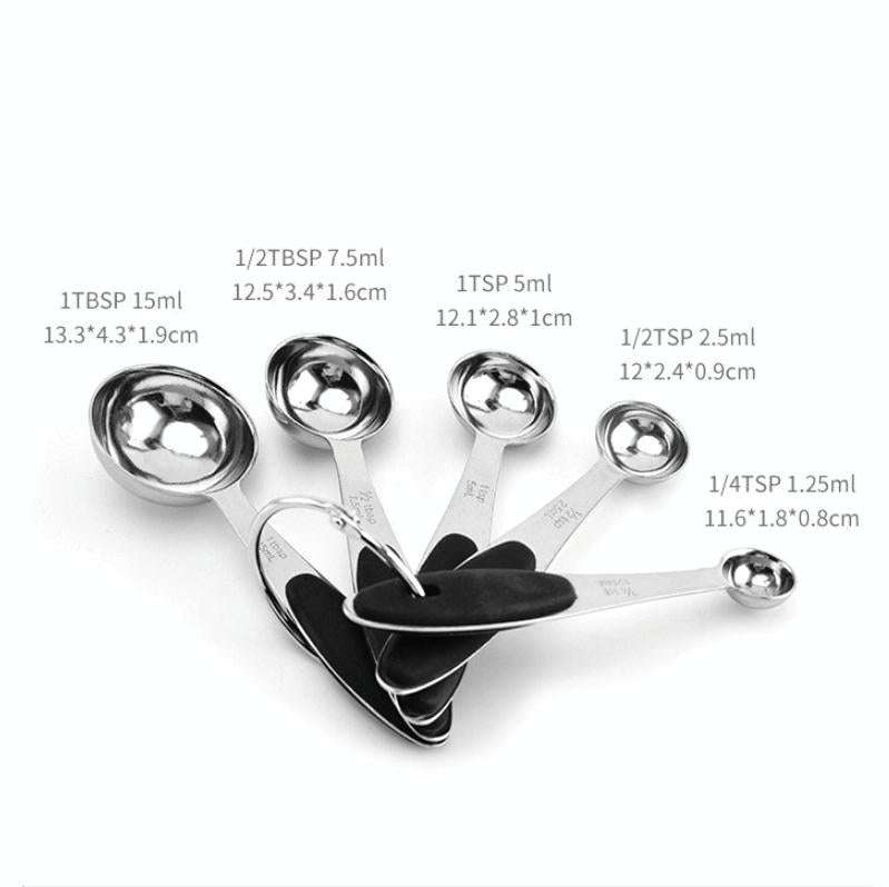 5 in 1 Stainless Steel Measuring Spoon Set Coffee Spoon Baking Kitchen Gadget, Style:Measuring Sp...