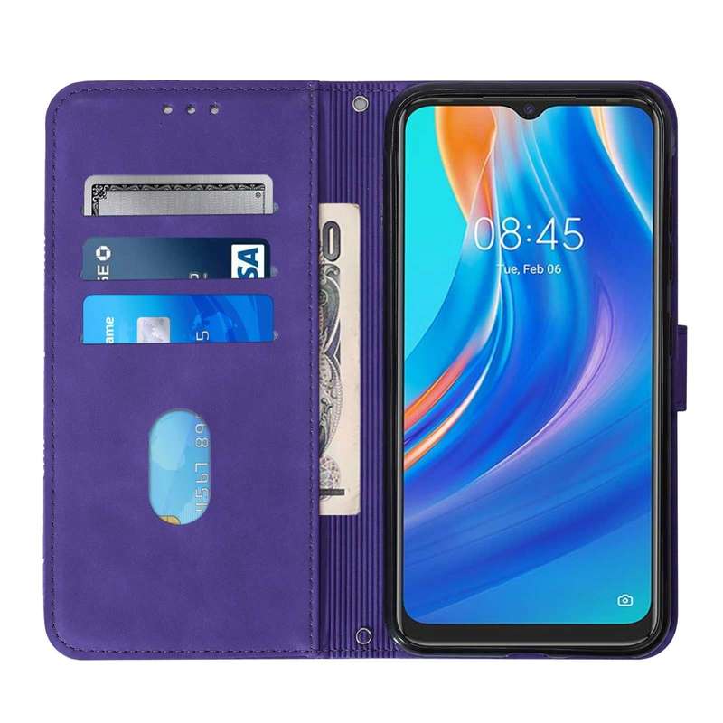 For Tecno Spark 7 Crossbody 3D Embossed Flip Leather Phone Case(Purple)