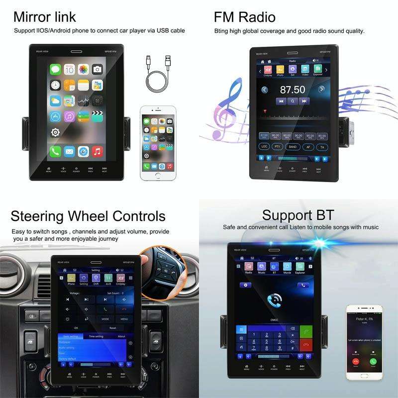 C800 9.5 Inch MP5 Single Butt Carplay Player, Style: Standard+4 Light Camera