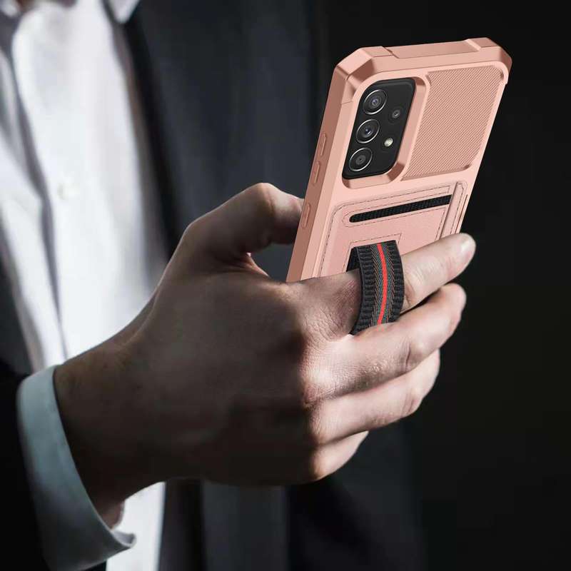 For Samsung Galaxy A73 5G ZM06 Card Bag TPU + Leather Phone Case(Pink)