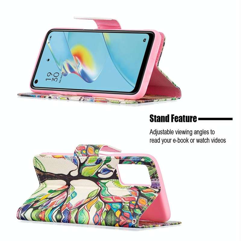 For OPPO A54 4G / A55 5G Colored Drawing Pattern Horizontal Flip Leather Case with Holder & Card ...