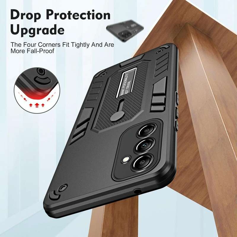 For Samsung Galaxy A24 4G Variety Brave Armor Finger Loop Holder Phone Case(Black)