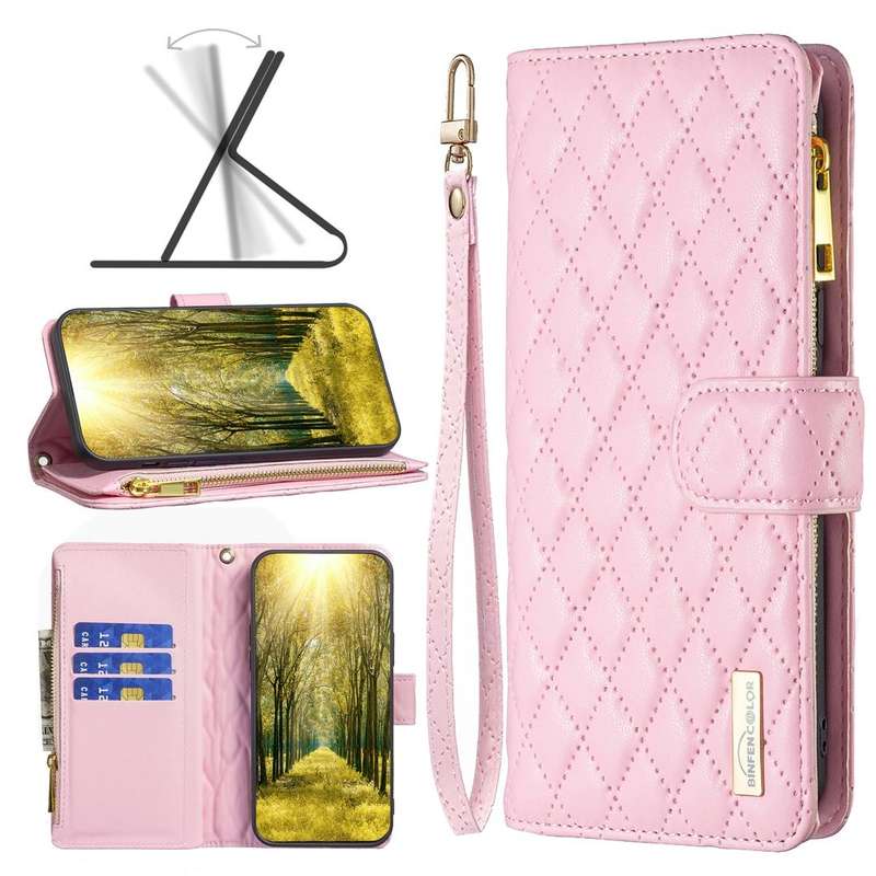 For Samsung Galaxy A73 5G Diamond Lattice Zipper Wallet Leather Flip Phone Case(Pink)