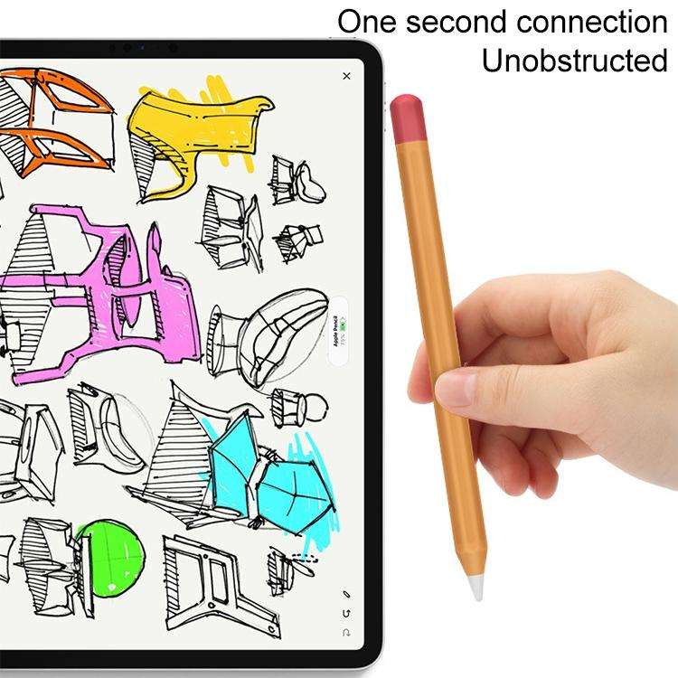 For Apple Pencil 1 Stylus Touch Pen Split Contrast Color Silicone Protective Case(Retro Orange Red)