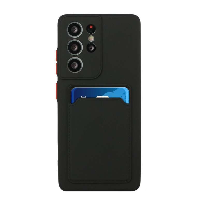 For Samsung Galaxy S21 Ultra 5G Card Slot Design Shockproof TPU Protective Case(Black)