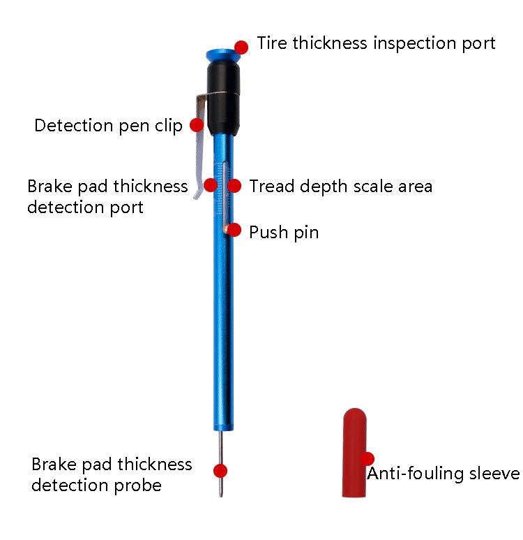 Auto Repair 2 In 1 Testing Tool Brake Pad Thickness Test Pen Car Tire Treated Depth Test Instrume...