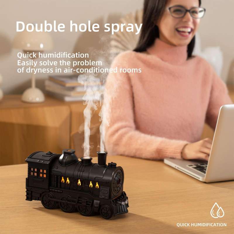 300ml Small Train Essential Oil Diffuser Humidifier With Remote Control EU Plug