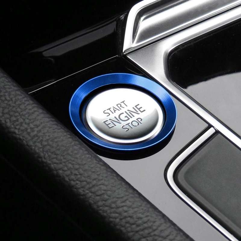 Car Engine Start Key Push Button Ring Trim Aluminum Alloy Sticker Decoration for Volkswagen(Blue)