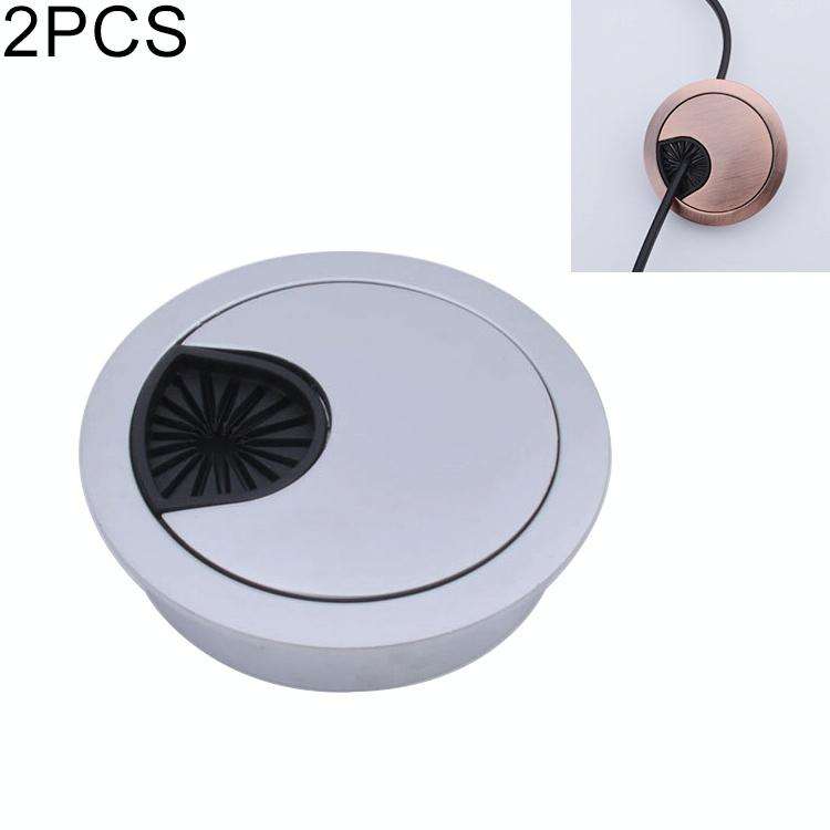 2 PCS Desk Computer Desktop Zinc Alloy Round Threading Box Hole Cover, Hole Diameter: 60mm (Matte...