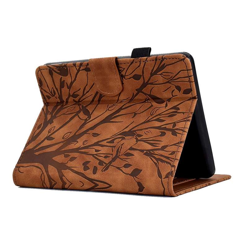 For Amazon Kindle 11th 2022 Fortune Tree Pressure Flower PU Tablet Case with Wake-up / Sleep Func...
