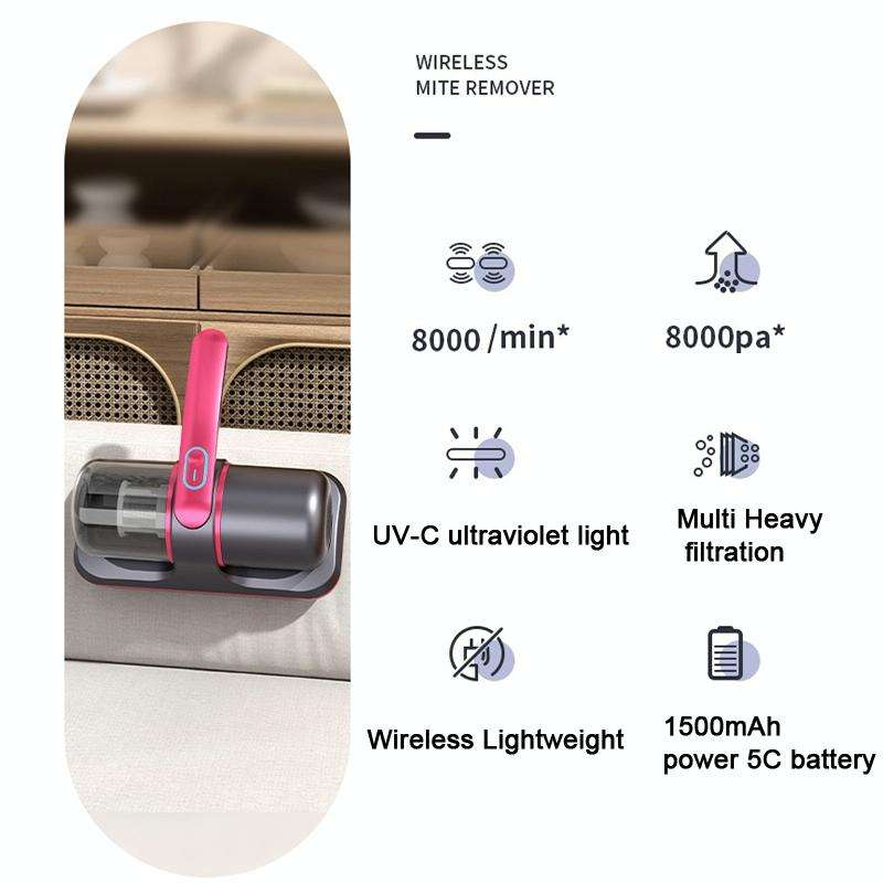 100W 8000 Pa Wireless Charging Mite Removal Instrument Vacuum Cleaner UV Sterilization Machine(Pu...