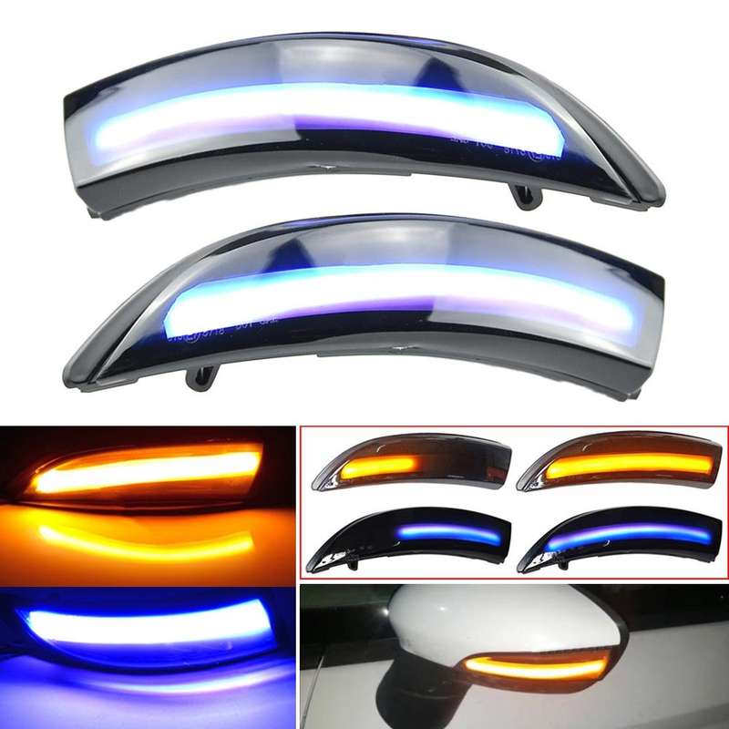 1 Pair For Ford Fiesta 2008-2017 Car Dynamic LED Turn Signal Light Rearview Mirror Flasher Water ...
