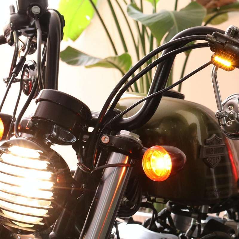 HP-Z058 Motorcycle Modified Rearview Mirror LED Turn Signal Light for Harley Sportsters XL 883 / ...