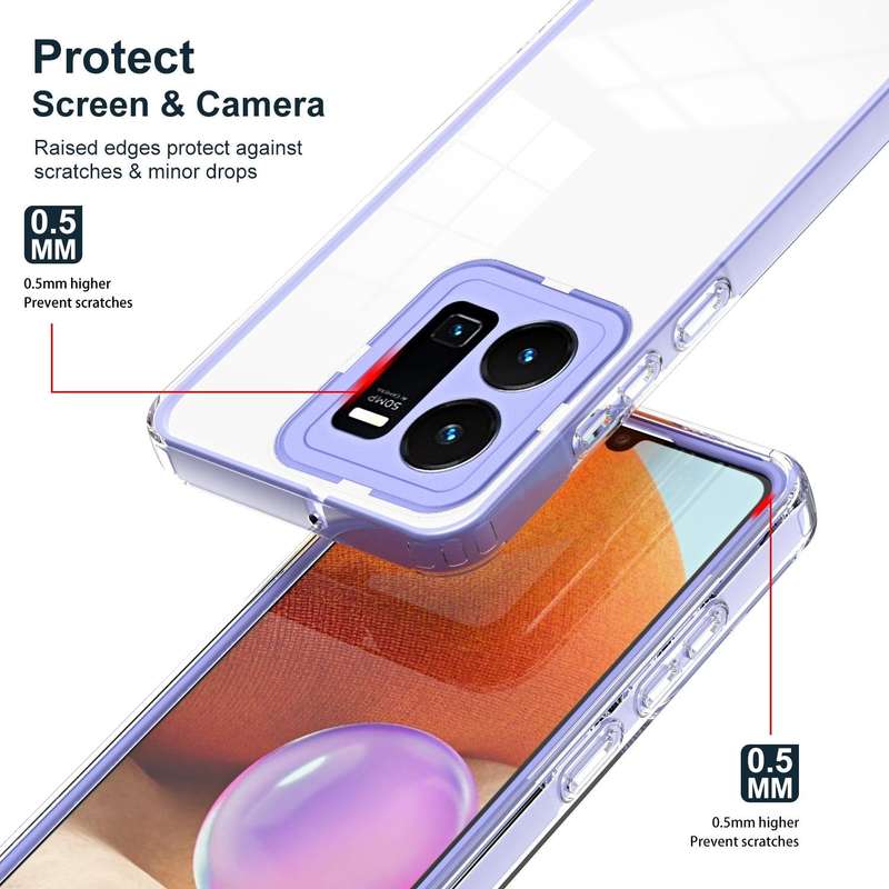 For vivo Y35 4G 2022 Global / Y22 4G 3 in 1 Clear TPU Color PC Frame Phone Case(Purple)