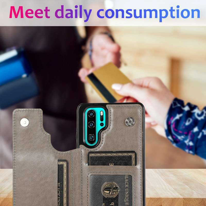 For Huawei P30 Pro Double Buckle Mandala Pattern PU+TPU Protective Case with Card Slots & Holder ...