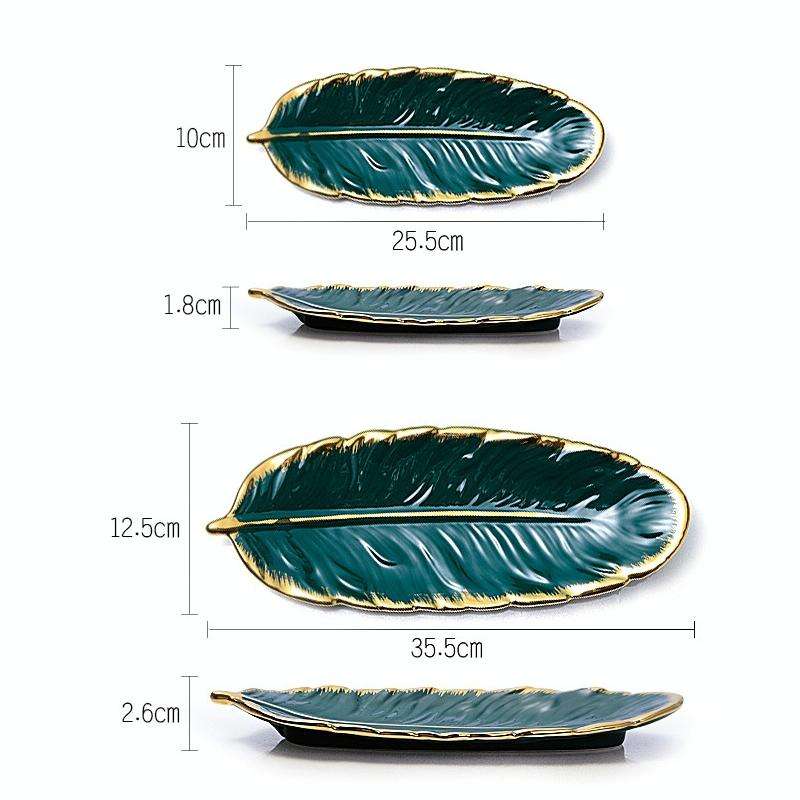 Phnom Penh Ceramic Dessert Plate Feather Plate Banana Leaf Fruit Dried Fruit Storage Tray, Size: ...