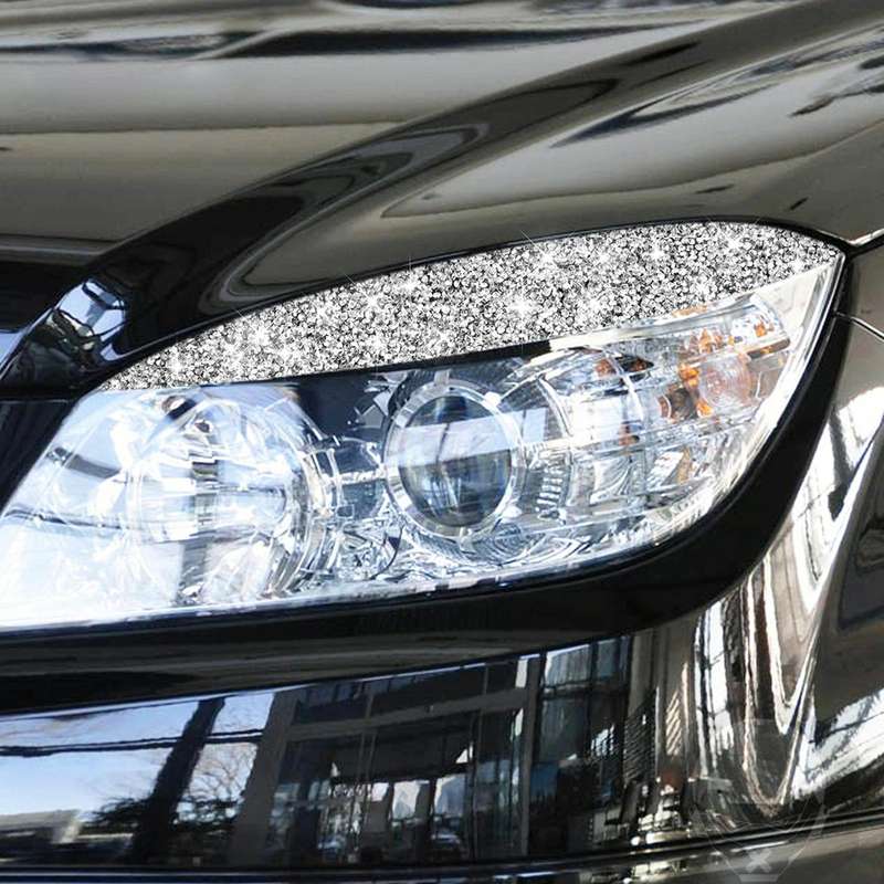 For Mercedes-Benz C-class W204 2008-2011 Car Light Eyebrow Diamond Decorative Sticker, Left and R...