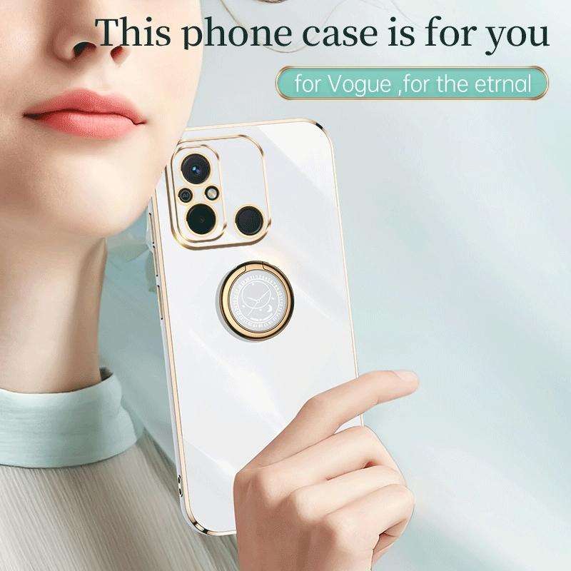 For Xiaomi Redmi 12C 4G XINLI Straight Edge 6D Electroplate TPU Phone Case with Ring Holder(Black)