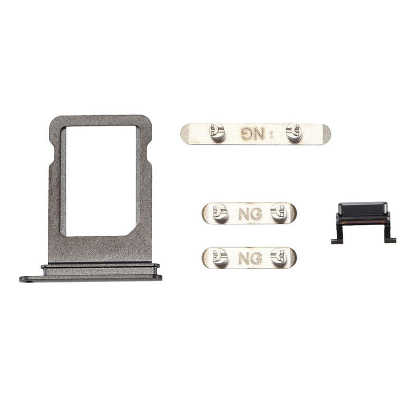 Card Tray + Volume Control Key + Power Button + Mute Switch Vibrator Key for iPhone X(Grey)