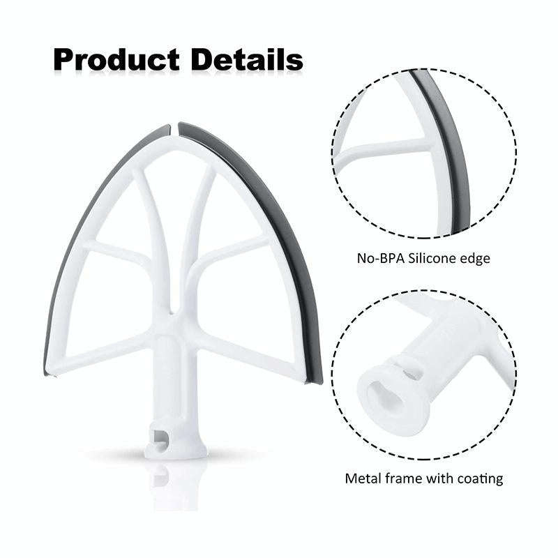 KA-6B For KitchenAid 6-Quart Bowl Lift Stand Mixer Plastic Flat Beater Paddle with Silicone Edges
