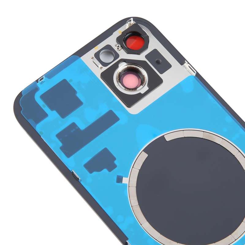 For iPhone 15 Plus Battery Back Cover with Camera Lens Cover + MagSafe Magnet(Black)