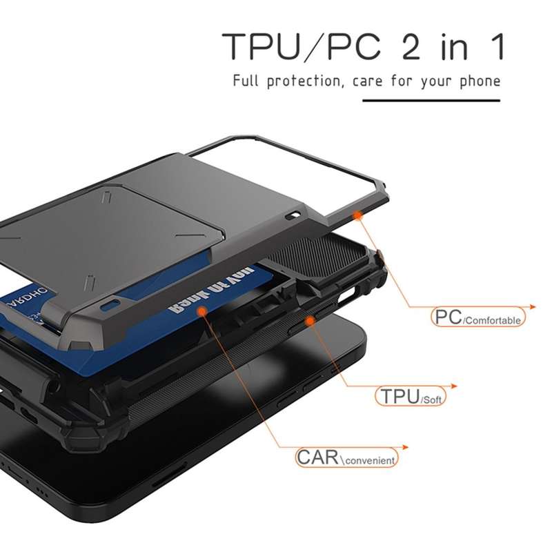 For iPhone 12 mini Scratch-Resistant Shockproof Heavy Duty Rugged Armor Protective Case with Card...