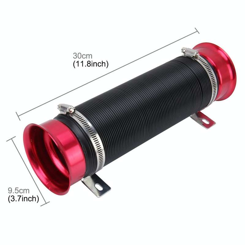Car Auto Universal Tube Air Filter Adjustable Cold Air Injection Intake System Pipe Without Air F...