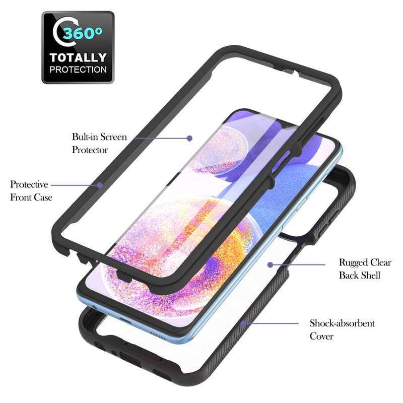 For Samsung Galaxy A23 5G / 4G Starry Sky Solid Color Series PC + TPU Phone Case with PET Film(Bl...