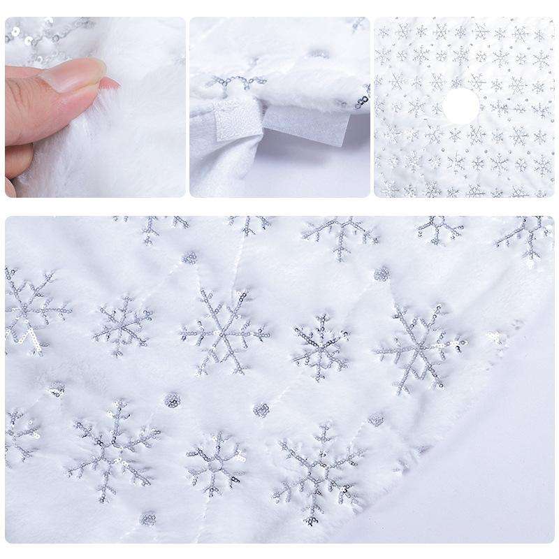 Christmas Tree Plush Sequin Embroidered Bottom Decorative Skirt, Size:90cm(Silver)