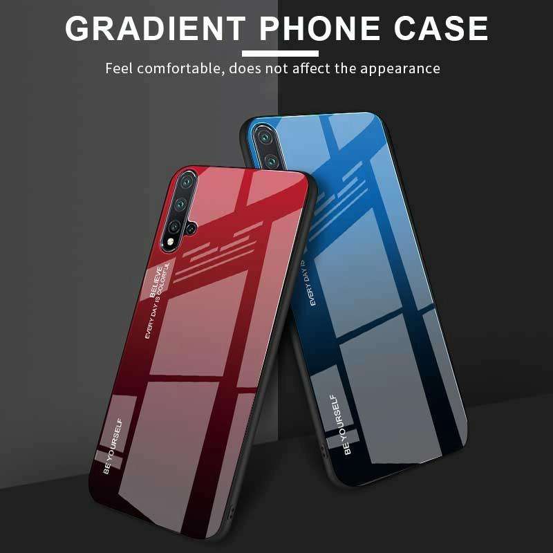 For Huawei Nova 5 / Nova 5 Pro Gradient Color Glass Case(Red)