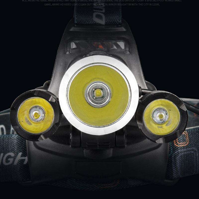 Strong Light Long-Range Rechargeable Three-Head Lamp Outdoor Fishing Lamp Led Head-Mounted Flashl...