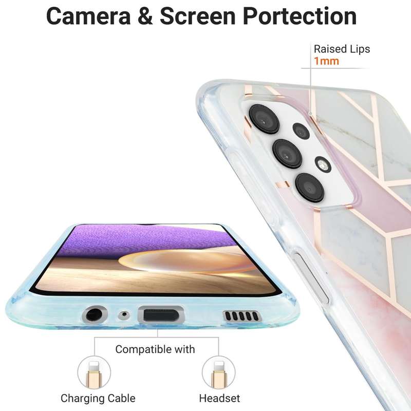 For Samsung Galaxy A23 4G / 5G Electroplating IMD Splicing Marble TPU Phone Case(Pink White)