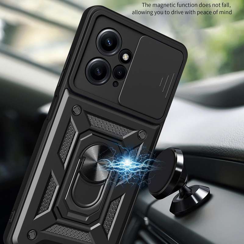For Xiaomi Redmi Note 12 4G Global Sliding Camera Cover Design Phone Case(Red)