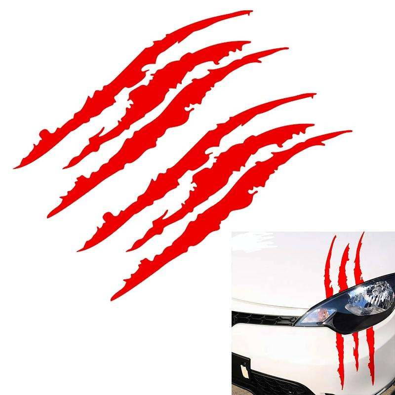 2 PCS Reflective Car Sticker Monster Scratch Stripe Claw Marks Car Auto Headlight Decoration Viny...