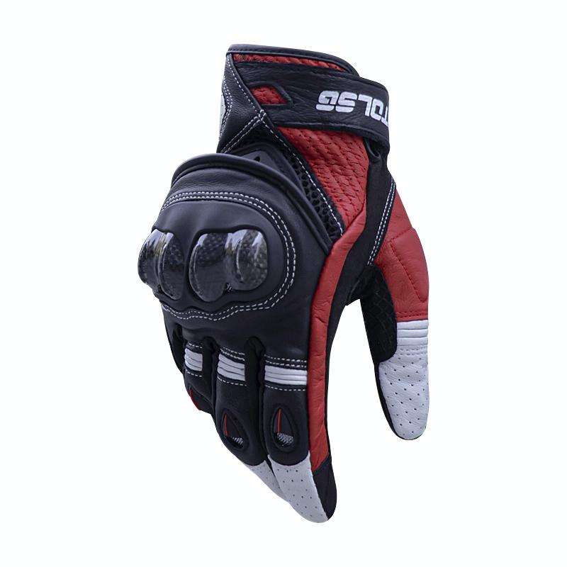 One Pair Genuine Leather Motorcycle Gloves with Carbon Fiber Hard Knuckle Touch Screen, Size:XL(B...